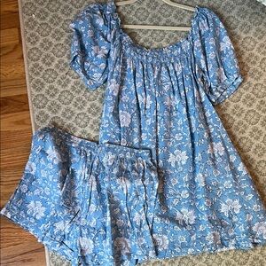 Darling Light Blue and White Floral Two-Piece Set